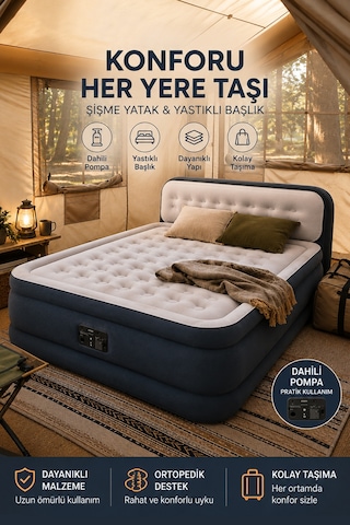 Kendi Kendine Şişen Çift Kişilik Queen Başlıklı 64448 Bej