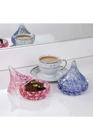 Lüsterli Mini Kubbe Cam Lokumluk & Şekerlik 2'li