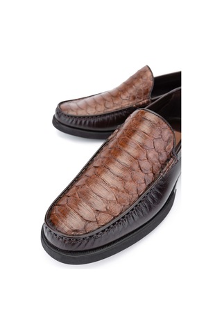 Tamer Tanca Erkek Hakiki Deri Taba Yılan Loafer Ayakkabı 1008 1453 Erk Ayk Y24 Taba Yln/taba Taba