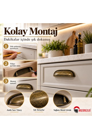 Haskan Tas Kulp Antik Sarı 96 Mm