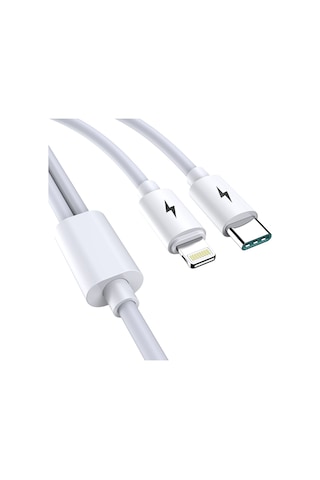Awei Cl-79 2 İn 1 1.2m Usb 8 Pin + Usb-c / Tip-c Çoklu Şarj Kablosu