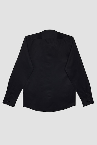 Tudors Erkek Modern Fit Dar Kesim Pamuklu Kolay Ütü Armürlü Siyah Gömlek-32093-siyah Siyah