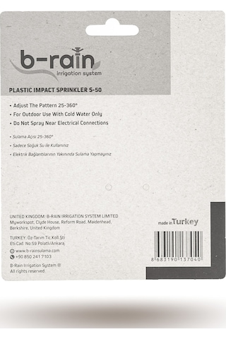 B-Rain S-50 Uğurlu Serisi Açılı Bahçe Sulama Fıskiyesi