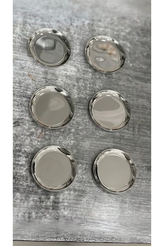 6'lı Gümüş Yuvarlak Metal Tatlı Tabağı 12 Cm- Kahve Yanı Lokumluk,şekerlik,kahve Yanı İkramlık