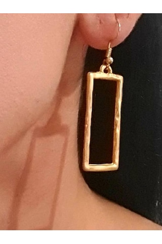 Gold Altın Renk Kaplama Antik Çelik Desenli Kadın Sallantılı Küpe