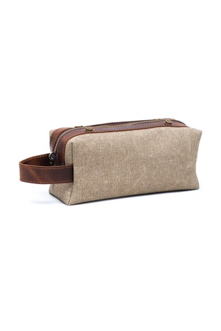Gillario Design 06 Unisex Suni Kanvas+deri Kum-taba Eskitme Dopp Kit