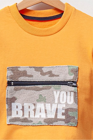 Overdo Kids Erkek Çocuk Kamuflaj Desenli Uzun Kol Sweatshirt Hardal