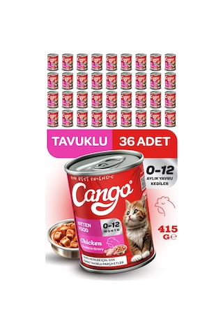 Cango Yavru Yaş Kedi Maması Tavuklu 415gr 36lı
