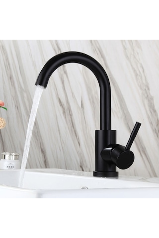 Sardıcı Lavabo Musluğu Çift Su Girişli Batarya Siyah