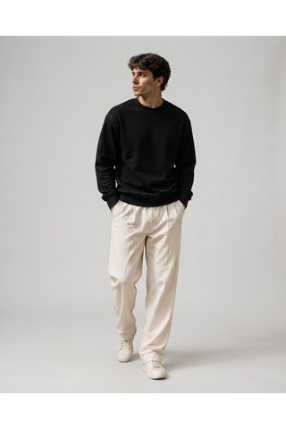 Km Collections Erkek Kışlık Sweatshirt 3 İplik Siyah