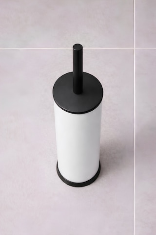 Sas Haus Metal Tuvalet Fırçası - Modern Banyo Klozet Fırça Takımı - Kapaklı Tasarım Titan Beyaz 7000 Beyaz