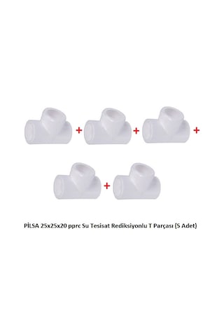 PİLSA 25x25x20 PPRC Su Tesisat Rediksiyonlu T Parçası (5 Adet)