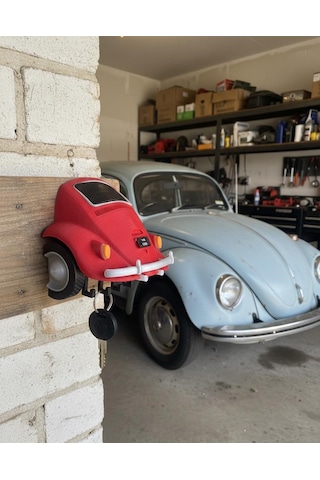 Klasik Beetle Vosvos Temalı Anahtar Askısı Kırmızı