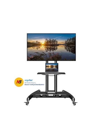Nb Ergonomic Nb Ava1500-60-1p Lcd Led Oled Plazma Düz Panel Ekranlar İçin 32-75 İnch Tuv Sertifikalı Tekerlekli Profosyonel Tv Sehpası
