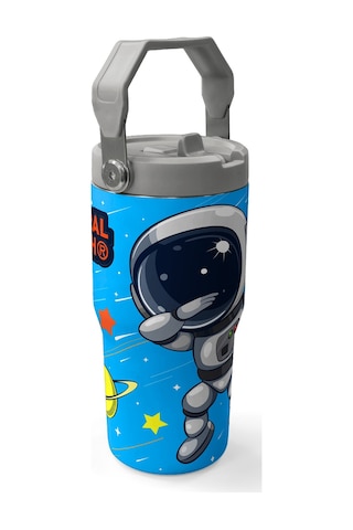 Coral High Lacivert Mavi Astronot Desenli Katlanır Ağızlıklı Çelik Termos 600 Ml 38923 Mavi