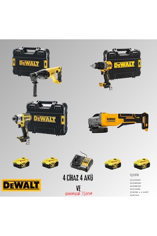 Dewalt DCH133NT + DCD805NT + DCF887NT + DCG408N 4 Adet 5 Amper Akü + Şarj Aleti Set