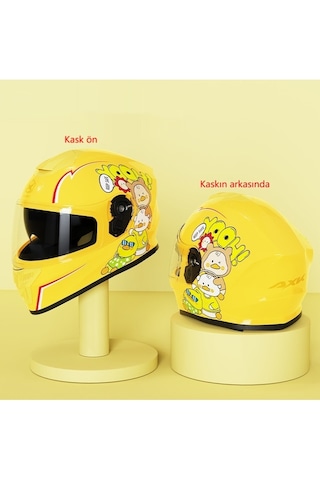 Eternal Luck Qk601 Sarı Ördek Desenli Tam Kapalı Çocuk Kaskı