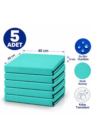 Kare 40x40x5cm Minderi , Sandalye Minderi ,kreş Anaokulu Oyun Minderi , Bahçe Dekor Minderi 40x40x5 Cm 5 Adet Su Yeşili