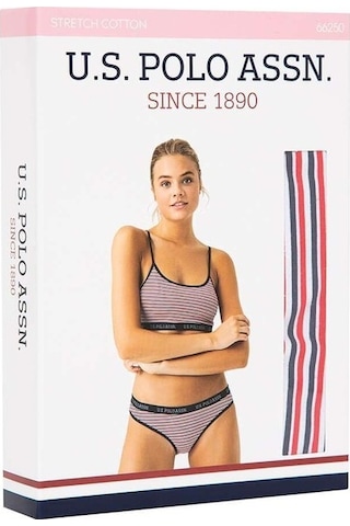 U.S. Polo Assn. Kadın Lacivert - Çizgili Büstiyer Slip Takım 66250