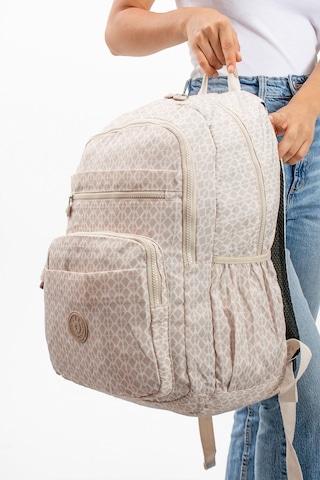 Ultra Hafif Çok Cepli Su Geçirmez Sırt Çantası Unisex Desenli Krem Model: 571-1b - Krem