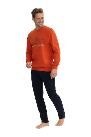 U.s. Polo Assn. 18824 Erkek Turuncu Uzun Kollu Yuvarlak Yaka İki İplik Pijama Takım 001