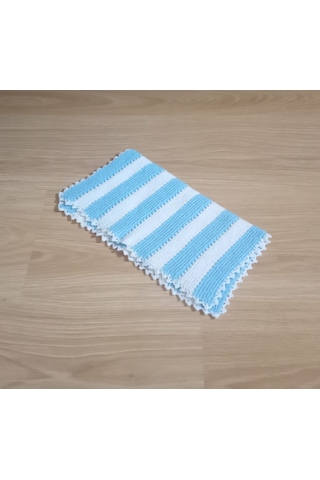 El İşi Pamuklu Banyo Lifi,el Örgüsü Mavi Beyaz Duş Lifi 32x30cm Çok Renkli