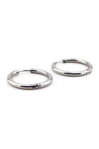 Büyük Boy 25 MM Gümüş Renkli Çelik Erkek Halka Küpe E513