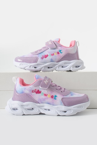 Adımist Çocuk Unisex Rahat Ortopedik Taban Işıklı Snakers Spor Ayakkabı Lento Işıklı Beyaz - Lila