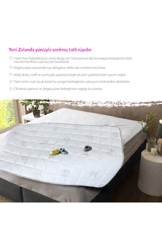 Huggy %100 Yeni Zelanda Kuzu Yünü Bebek Yorganı 75x125 Cm