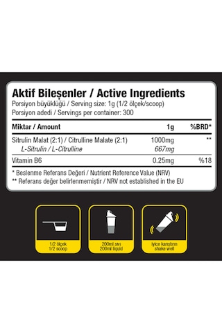Dynamic Citrulline Malate - 300 G - Sitrulin - 300 Servis