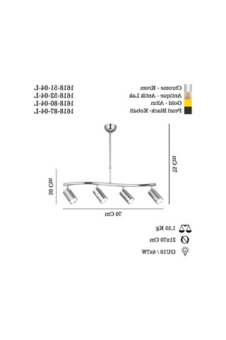 Kobalt Renkli 4 Lü Sıralı Avize Gu10 Duy 01G Taba