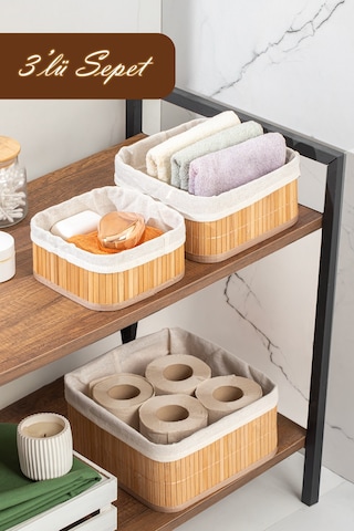 Posima 2083 Kare 3lü Pinterest Sepet Bambu Sepet Seti Dekoratif Banyo Mutfak Düzenleyici Organizeri Diğer