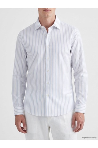 Lcw Busıness Mavi Slim Fit Çizgili Erkek Gömlek