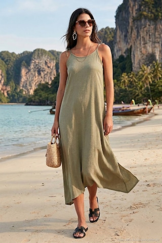 Lela Regular Fit Ip Askılı Uzun Bayan Elbise 5865732 Olive