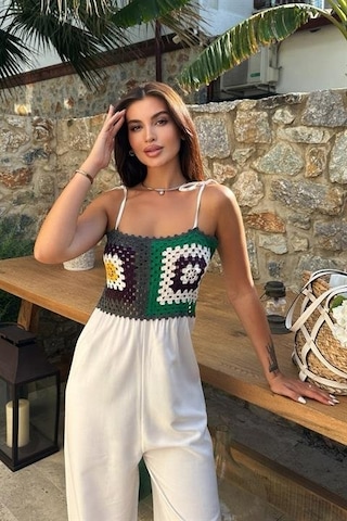 Jasmin Süzüneli Keten Tulum 1280-08 Ekru