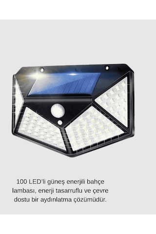 Güneş Enerjili 100 Led Dış Mekan Lamba Hareket Sensörlü, Uzun Süreli Şarj Solar