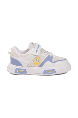 Reyber Beyaz Mavi Cırtlı Fileli Hafif Unisex Çocuk Spor Ayakkabı 026 F Beyaz - Mavi
