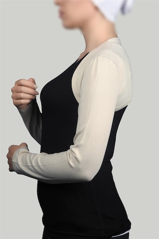 Altobeh Uzun Kollu Kadın Tesettür İçe Giyilen Bolero - Krem Çok Renkli