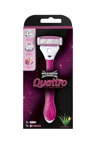 Wilkinson Sword Quattro Sistem Kadın Tıraş Bıçağı Vakumlu Tutma Aparatı İle Birlikte