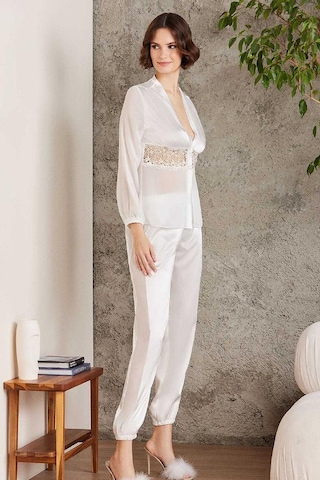 Pierre Cardin 6005 Kadın Saten Dantelli 6'lı Set-ekru Ekru