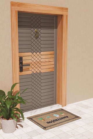 Rugmood Modern Dijtal Baskı Saksı Çiçekli Hoşgeldiniz Kapı Önü Paspası Çok Renkli