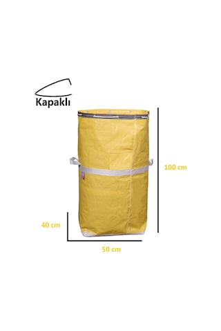 İş-ev Branda Taşıma Çuvalı 50x40+100cm Kapaklı, Ipli Ve Cepli 170gr.tekstil Çuvalı SARI
