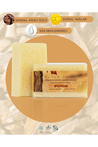 Black Shine Bs Doğal Sandal Ağacı Özlü Süngerli Sabun 100 G
