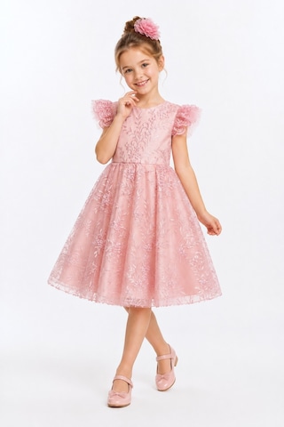Mnk Baby & Kids Floare Kız Çocuk Abiye Elbise M00850 Açık Pembe