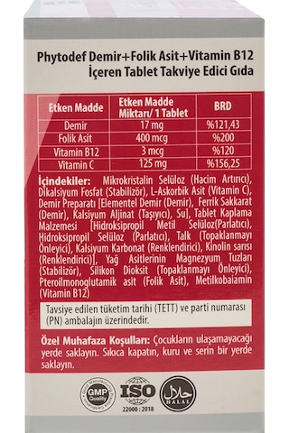 Phytodef Demir + Folik Asit + Vitamin B12 + Vitamin C 30 Tablet