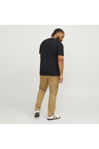 Jack & Jones Büyük Beden Sifir Yaka Kisa Kollu Tisört - Caleb - 12258871 Siyah