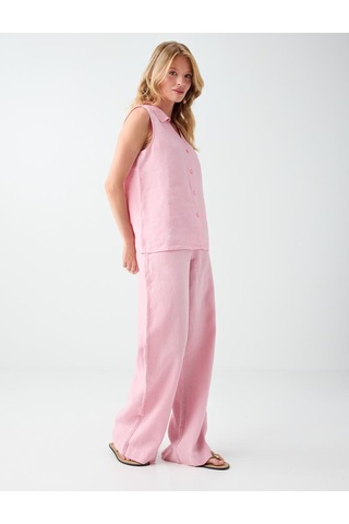 Jimmy Key Jimmy Key Pembe %100 Keten Normal Paça Normal Bel Uzun Pantolon 6sw187026610