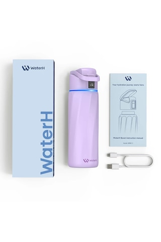 Waterh Boost Akıllı Termos Hidrasyon Takibi Yapan, Yalıtımlı 0,71l / 24oz Akıllı Şişe Mor