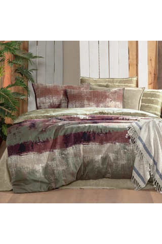 Mondrian King Size Battal Boy %100 Pamuk Flanel Pazen Nevresim Takımı Bej Bej