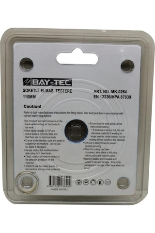 Bay-tec Mk0264 Soketli Elmas Testere Kesici Disk 115 Mm